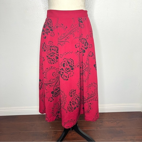 BETTIE PAGE By Tatyana Retro Vintage Style Red Midi Swing Skirt Full Size XXL - Picture 1 of 10